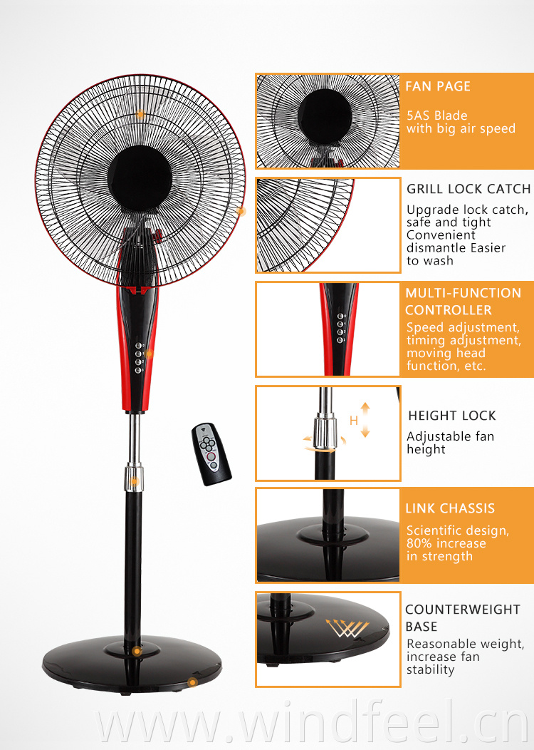 CB CE certificant ABS material standing fan quiet height adjustment 1300mm pedestal standing fan for bedroom